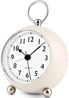 FIOLOM Silent Alarm Clocks Bedside Non Ticking Battery Powered Analogue Alarm Clock Bedroom Retro Simple Desk Clock Light Quiet Table Clock Loud Vintage Alarm Clocks for Heavy Sleepers Office