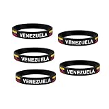 BlingNook Venezuela Bracelet for Women Man, 3Pcs/5 Pcs Silicone National Flag Freedom Peace No War Peace-Loving People Patriot Position Statement Anti-Trump Gift Jewelry (Black 5 Pcs)