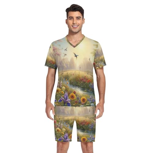 Pajama Set for Men, Short Sleeve Pajama Set Modal Loungewear, S-XXL4
