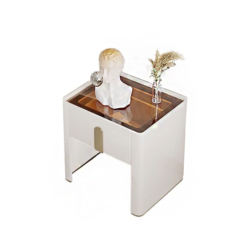 BHGFYXBS Side Tables Bedroom Creative Glass Bedside Table Simple Modern Indoor Bedside Cabinet Storage Cabinet Bedroom Locker With Drawers Nightstand Bedside Tables