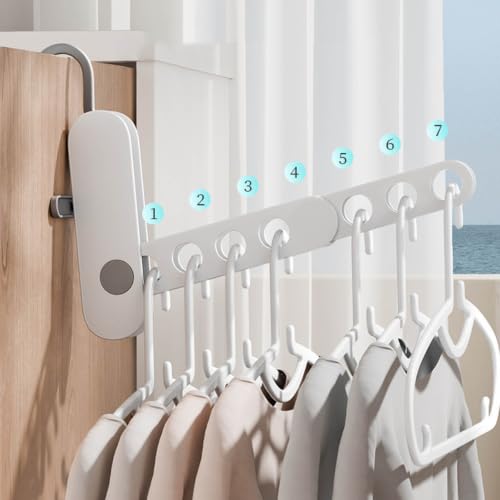 Wall Mounted Clothes Drying Rack with Retractable Rod, Hanging Space-Saving Adjustable Foldable Laundry Rack Wall Mounted,Portable No Drill Wall Mounted Clothes Hanger for Hotel Indoor Use (White) - image 5