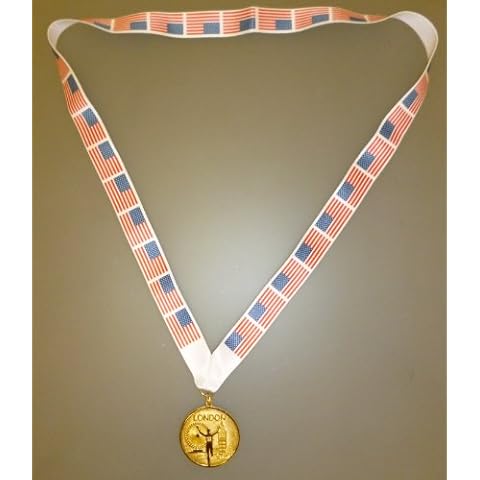 Whitehouse Leisure USA Winners Medal - Gold Metal Medal with American Flag Lanyard (mi3) Cover