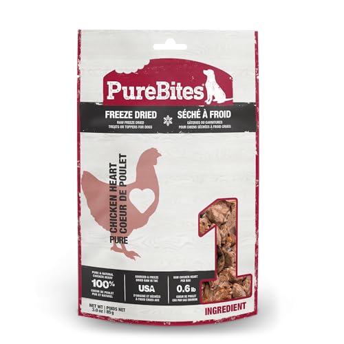 PureBites Chicken Heart Freeze Dried Dog Treats 3oz