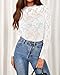 BTFBM Mesh Long Sleeve Tops for Women Lace Sexy Sheer Tight See Through Crew Neck Spring Fall 2026 Party Club Outfits(White, Small)
