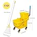 MRDARENSU 33 Qt Commercial Mop Bucket, with Side-Press Wringer on Wheels. Includes an Industrial Mop. Yellow Industrial Mop Bucket, Suitable for Home, Commercial, Restaurant Cleaning