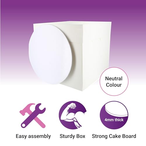 Culpitt Tall Cake Box & White Cake Board Set | 8" | 8 x 8 x 8 Inch Square Tall Box and Matching Premium Masonite Board, For Tiered or Decorated Transport - Image 2