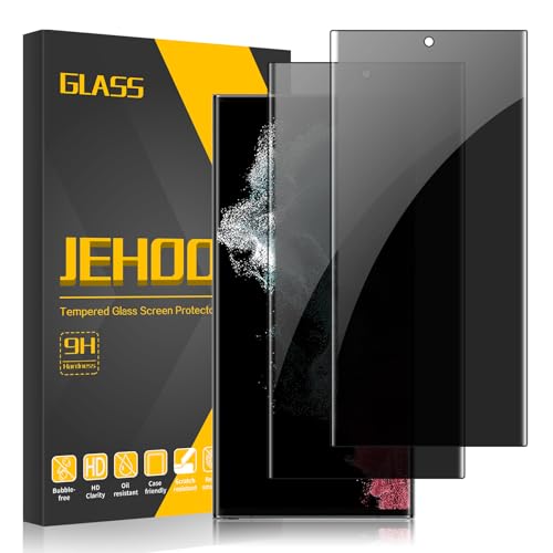 JEHOO [2 Pack] for Samsung Galaxy S22 Ultra 5G Privacy Screen Protector 6.8-Inch 9H Tempered Glass Film 3D Curved Easy InstallationDoesnt Support Fingerprint Sensor