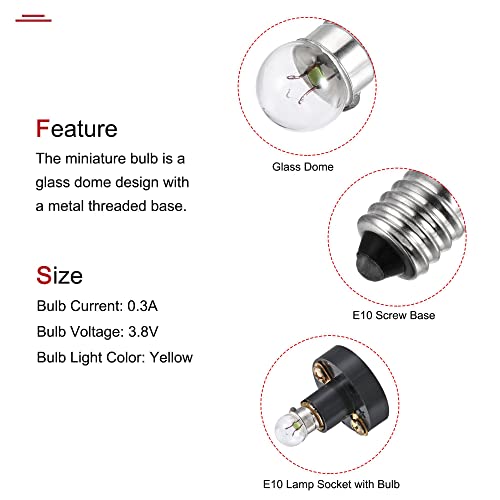 Portalámparas E10 base de tornillo con bombilla de 3,8V para experimentos de electricidad 6