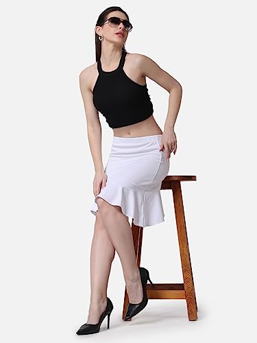 Image of POPWINGS Casual Twill Frill Knee Length Pencil Skirt for Women || Stylish Summer Skirt for Women || Knee-Length Skirt for Women || Semi-Formal Women Skirt