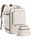 LOVEVOOK Handgepäck Rucksack Flugzeug, 40L Groß Reiserucksack Herren Damen Laptop Rucksack 17 Zoll, Wasserdicht Travel Backpack Kofferrucksack, Weekender Cabin Bag für Reise Arbeit Urlaub, Beige