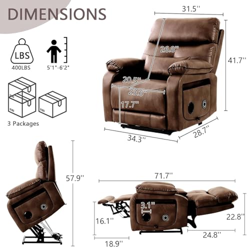 Image of Recliner Sofa Chair | Reclining Chair with Adjustable Backrest & Footrest | Premium Fabric, High Density Foam Perfect for Living Room Color Ochare