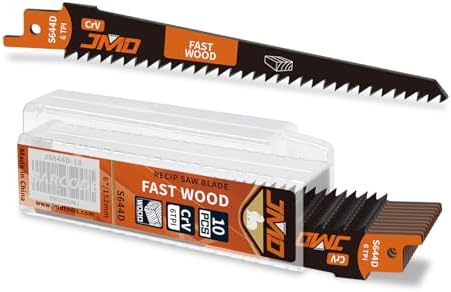 JMD 10 Stück S644D Säbelsägeblätter Holz Sägeblätter Säbelsäge152mm 6T | Fuchsschwanz Sägeblätter für Trockenes Holz und Trockenbau Säbelsäge Blätter für Schnelle Schnitte mit Aufb