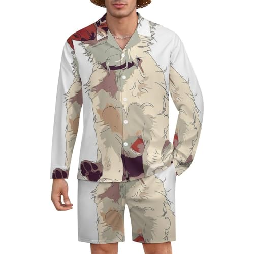 Cartoon Funny Little DoggyMen's Long-sleeved Suits for Everyday Casual Wear