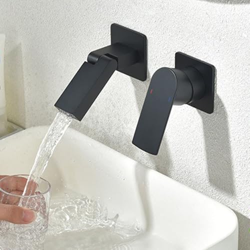 Robinet de lavabo mural cascade mitigeur monocommande eau chaude