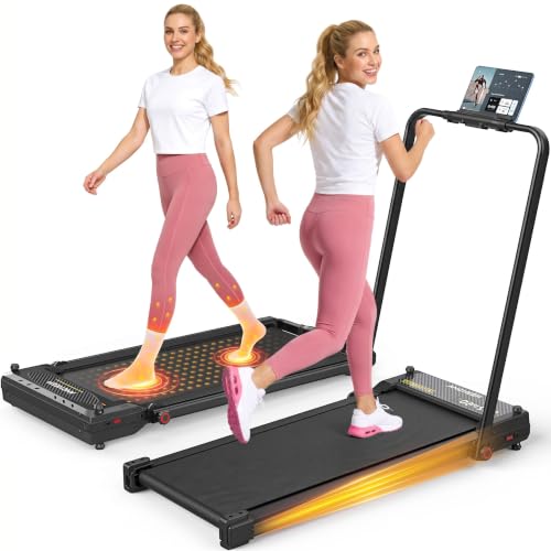 Image of FUNMILY Incline Walking Pad Treadmill with Handle Bar, Folding Treadmills for Home Small, 3.5HP Portable Treadmill with Desk, 350 lbs Weight Capacity, Walking Pad with Remote Control and LED Display
