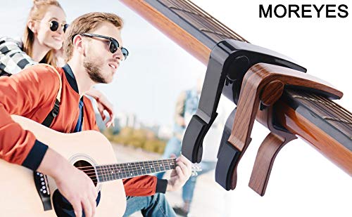 Moreyes Guitar Capo 2 Pack, Guitar Capos For Acoustic And Electric Guitar, Ukelele, Bass, Banjo With Guitar Picks(1Rosewood+1 Black) #TOP4