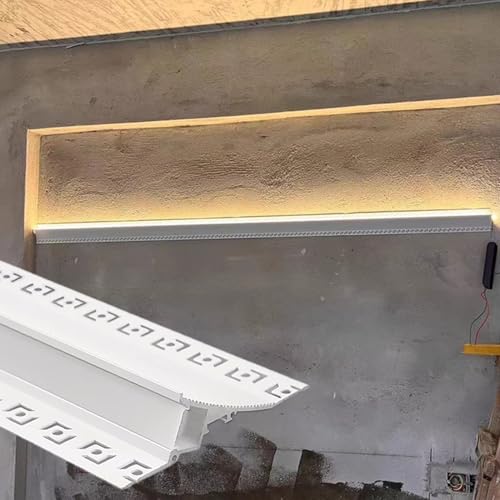 Moldura Iluminacion Moldura de Techo para Iluminación de Calas en El Hogar, Canal Difusor de Luz de Línea de Bañador de Pared Invisible, Riel de Iluminación Indirecta LED para Paneles de Yeso Blanco(4