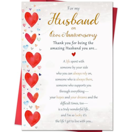 Vesavifaka Romantic Anniversary Card for Husband Funny Anniversary Card Gifts from Wife Full of Love Sweet Wedding Day Gifts for Husband
