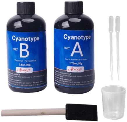 Jacquard Cyanotype Sensitizer Sun Printing Kit - Includes Sensitizer, 10 Transparency Sheets & Foam Brush For Fabric & Paper