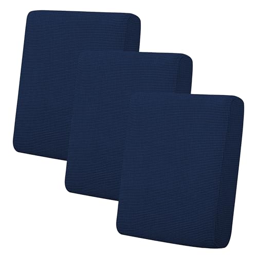 Image of Easy-Going Stretch 3 Pieces Couch Cushion Cover for Sofa Seat | Furniture Protector Sofa slipcover for 3 Cushion Couch Washable Soft with Elastic Bottom Navy