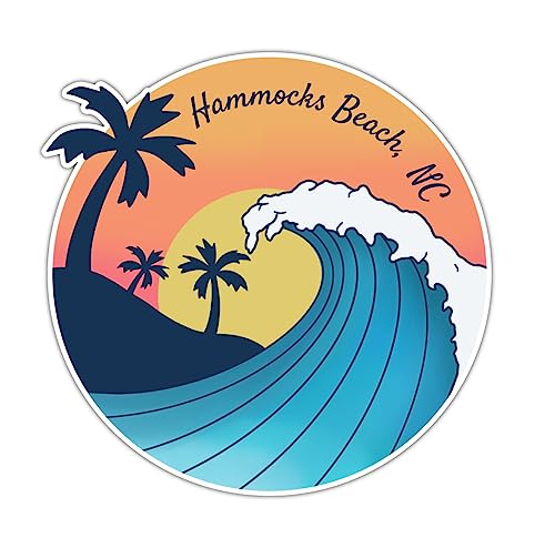 Hammocks Beach North Carolina Beach Souvenir Vinyl Decal Sticker Wave Design 8 Inch