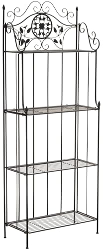 CLP Etagere a Plantes en Metal Flora Style Campagne, Pliable, 4 Niveaux, Interieur et Exterieur, Jardin, Balcon, terrasse, Contre Un Mur, Couleur:Noir