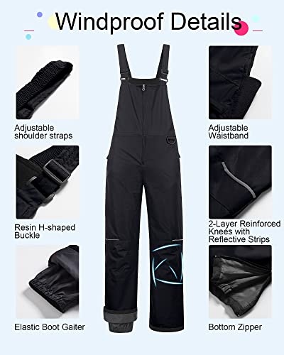 Image of CREATMO US Girl's Snow Bibs Kids Ski Pants Waterproof Insulated Winter Overalls