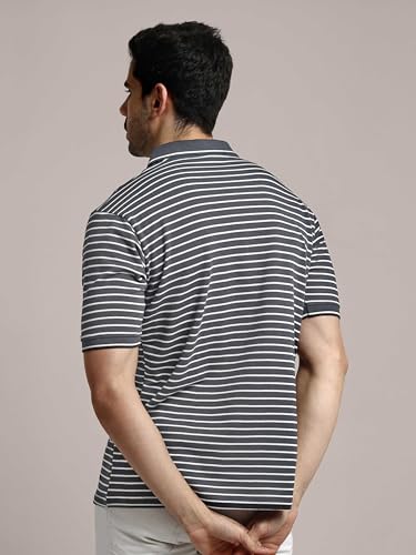 Image of GRECIILOOKS Men Cotton Striped Regular Fit Polo Plain Casual for Stylish Half Sleeve T Shirt
