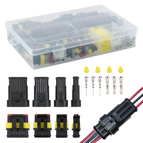 352PCS Waterproof Car Electrical Connectors, 1/2/3/4 Pin Spark Terminals Plug Connector, Automotive Electrical Wire Connectors Kit, Truck Harness Plug Connector for Motorcycle Scooter Car Boats
