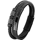 【Bijoux Pour Hommes】 Le bracelet est livré dans un magnifique coffret cadeau. Le bracelet en cuir pour homme est l'accessoire idéal et le cadeau idéal pour les hommes. Les bracelets en cuir pour hommes sont des cadeaux idéaux pour les anniversaires, les mariages, la saint-valentin, la fête des pères, noël et le nouvel an. Les bracelets en cuir en acier inoxydable pour hommes sont parfaits pour les pères, les fils, les petits amis, les amis et plus encore.