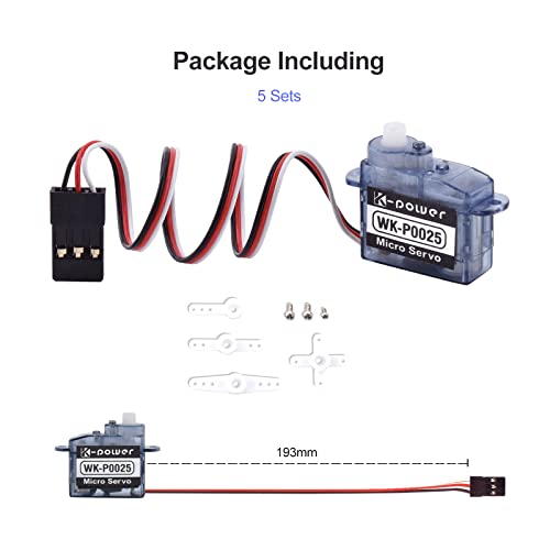 5Pcs P0025 2.5G Micro Servo,0.8Kg/0.07Sec Analog High Speed Coreless Mini Servo Motor Compatible With Raspberry Pi Project Car Helicopter Airplane Boat (Blue) #TOP4