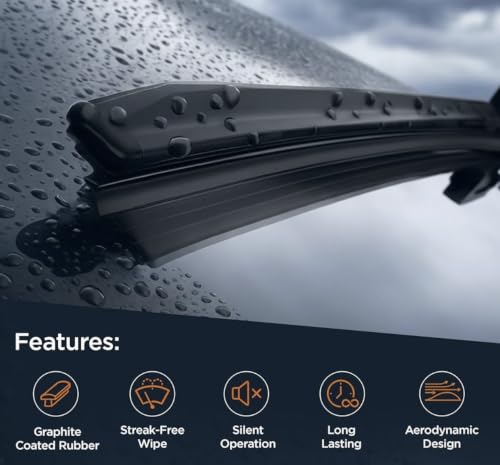 Image of Car Windshield Wiper Blades Suitable With Hyundai i10 Grand - Set of 2Pc (D-22, P-16)