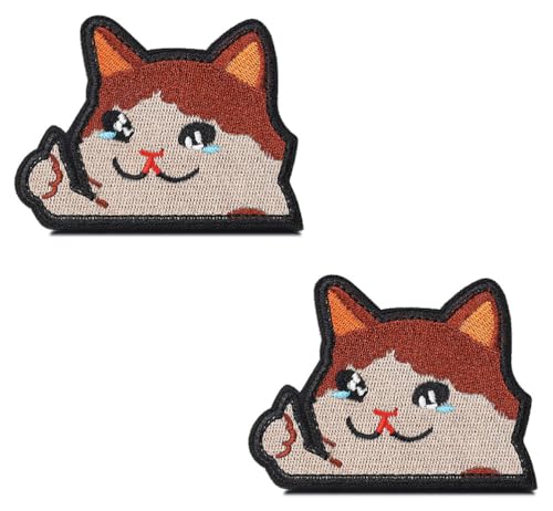 2 parches tácticos bordados con diseño de gato llorón para ropa, mochila, chaqueta, chaleco, sombrero, bolsa, motociclista, uniformes, brazalete, pantalones, bolsa, abrigo