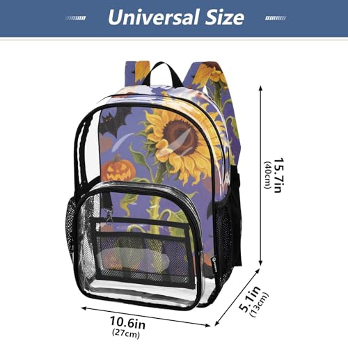 Halloween Orange Pumpkin Sunflower Backpack For School Clear Clear Bookbag For Girls Boys Transparent Seethrough PVC Backpacks4