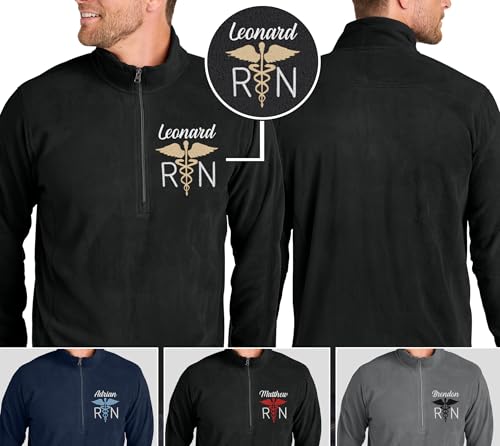 NACRE APPAREL Custom Name Registered RN Nurse Microfleece Jacket Embroidered Women Men Jacket Personalized Fleece Pullover2
