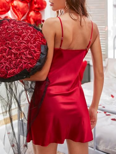 Image of Satin Silk Sexy Night Dress Lingerie Dress for Girls and Women Babydoll Set for Honeymoon