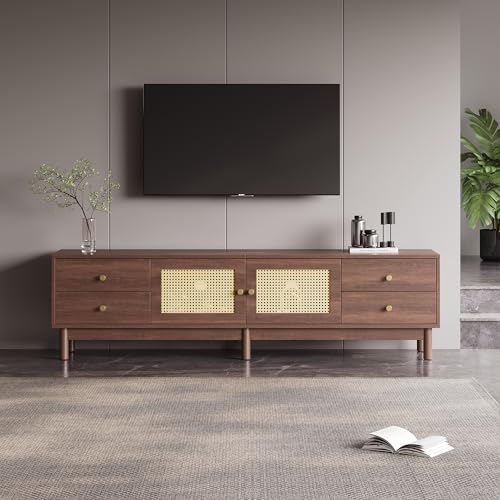 Merax TV Ständer, Rattan Kommode für 80-Zoll-Fernseher, TV Schrank...