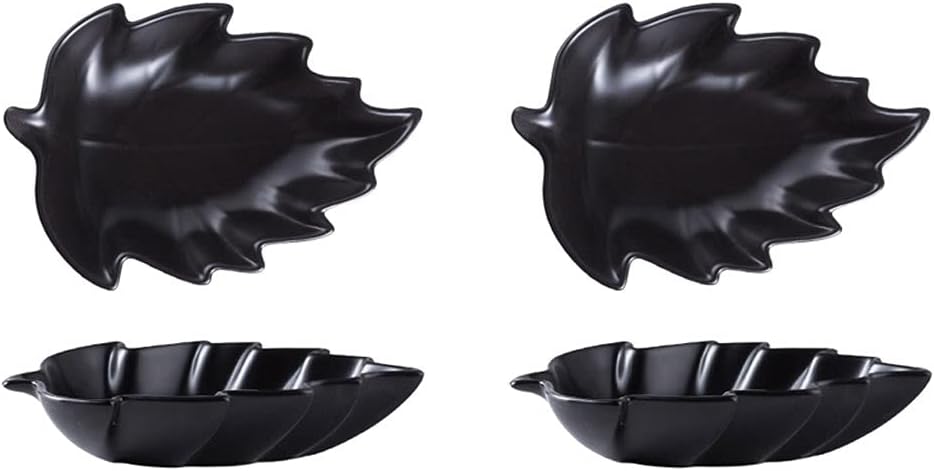 Seasoning dish 2 Pack Leaf Shape Sauce Dish Ceramic Soy Sauce Dishes Appetizer Plate Condiment Sauce Dipping Bowls for Salad Dessert Snack Appetizer or Serving Seasoning Tapas Trays (Color : Pink) (B