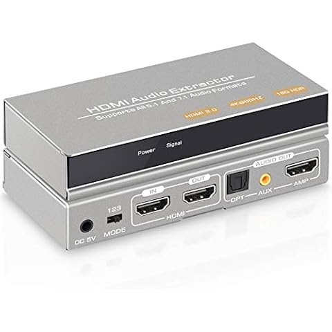 Tensun HDMI Audio Extractor 4K 60HZ 7.1 CH HDMI 2.0 Adapter Splitter with 7.1 Atoms + Optical Toslink SPDIF +3.5mm Stereo Audio Supports 18Gbps HDR Compatible for Xbox X/S/PS5/PS4/PC/Blu-ray Player Cover