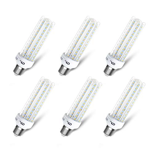 GY Bombilla de LED maíz (base de pantalla grande E27), equivalente a 180 W, 1600 lúmenes, luz diurna blanca fría de 6400 K, 6 unidades cada paquete