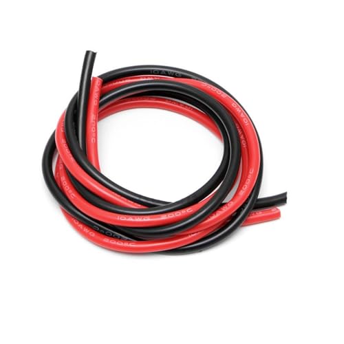 Outdoor Extension 1 Set Temperature Resistance Soft Silicone Cable 10AWG 16AWG Flexible Copper Electrical Wire 1 Meter 0.85 Meter Solar sheathed(Color:10AWG 1.7M)