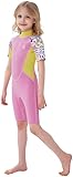 Dark Lightning Shorty Wetsuits for Kids Boys and Girls, 2MM Neoprene Thermal Swimsuit, Toddler/Junior/Youth Wet Suits,Pink/Flower, S