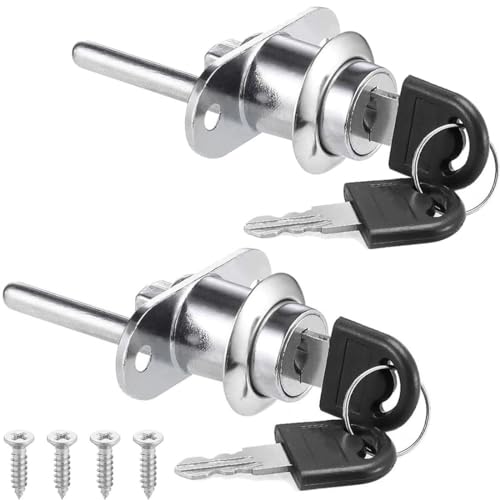 Lot de 2 serrures à piston clés - Verrouillage différ. - Cylindres armoire vitrine
