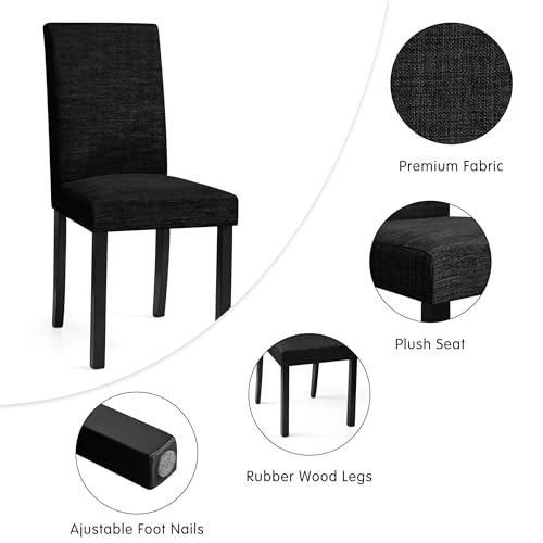 CHUN YI Upholstered Dining Chairs Set of 4, Fabric Dining Room Chairs with Solid Wood Legs, Modern Parson Chairs for Kitchen, Restaurant, Hotel, Black - Image 5