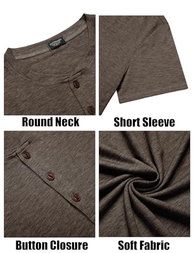 Image of COOFANDY Men's Henley Shirts Short Sleeve Casual Basic Tee Summer Button Henley Soild T Shirts