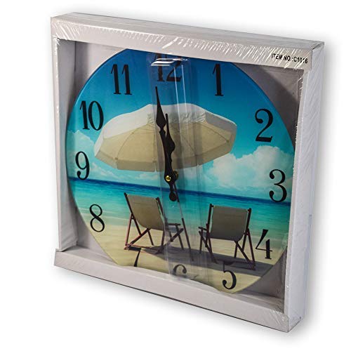 Sea Creations Glass Wall Clock 13" - Coastal, Nautical, and Beach Themed | Decorative Timepiece | Home Decor for Living Room, Bedroom, or Beach House | Beach Chair - Image 6