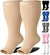 Zeta Wear Kompressionsstrümpfe Dicke Waden, Damen, Beruhigende Bequeme enunterstützung, Verhindert Schwellungen, Schmerzen, Ödeme, DVT, Große Manschetten, Den mit Offener Spitze, Beige, 3XL