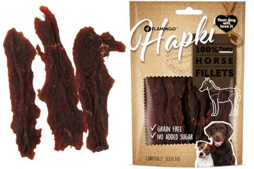 Snack per cani - Bastoncini per cani - Hapki Filetto con cavallo - Senza cereali - Senza zuccheri aggiunti - 85 g - Flamingo