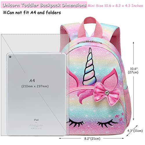 Octsky Unicorn Toddler Backpack Girls Mini Backpack For Kids, Lightweight Preschool Backpack For Kindergarten Little Girls Bookbag With Chest Strap Mini #TOP3