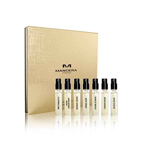 MANCERA Men's Discovery Collection 2020 (Includes: Cedrat, Instant Crush, Black Gold, Aoud Lemon Mint, Red Tobacco, Hindu Kush, Soleil dItalie)